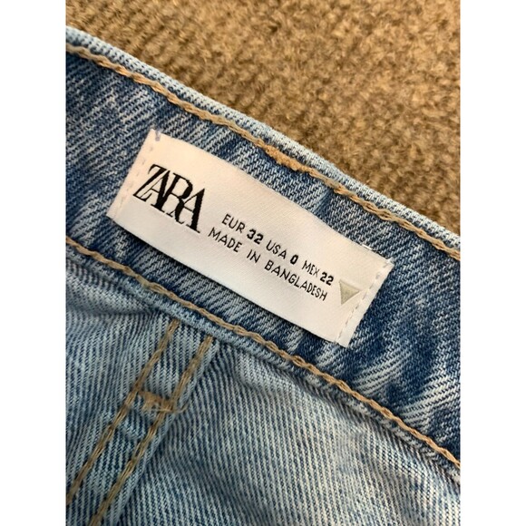 Zara Jeans Womens 0 (24x29) Mid Rise Straight Leg Button Fly Distressed Denim - Picture 8 of 10